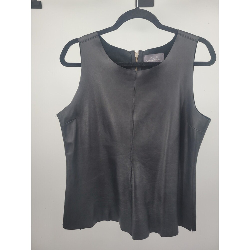 Pattinson J Kincaid Black Leather Tank Top Sz L Biker Steampunk Grunge Moto